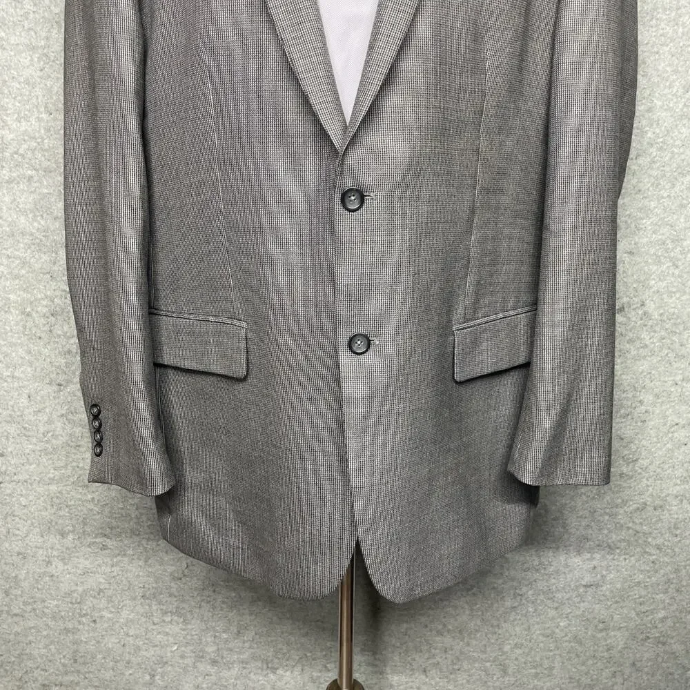 Pronto Uomo Platinum Mens 50 XL Sport Coat Blazer Gray 100% Wool Micro Check